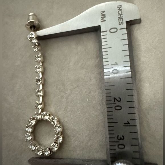 Sparkly Rhinestone Drop Circle Earrings – Elegant Statement Jewelry - Picture 16 of 17